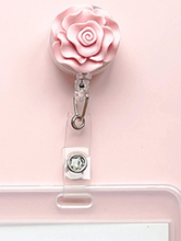 Load image into Gallery viewer, Pink Rose Retractable I.D. Badge Holder