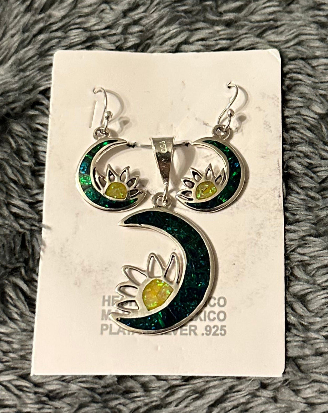 Mexican Silver Earrings And Necklace Charm