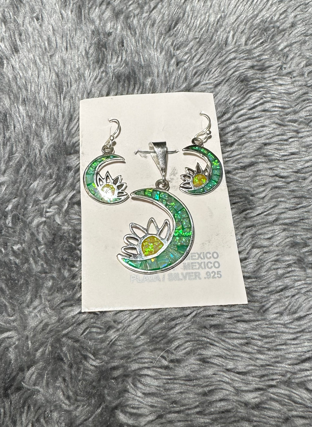 Mexican Silver Earrings And Necklace Charm