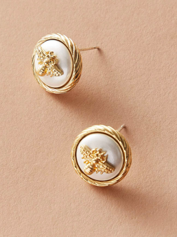 Bee Decor Round Stud Earrings