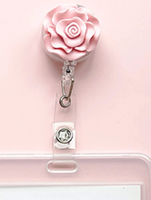 Load image into Gallery viewer, Pink Rose Retractable I.D. Badge Holder
