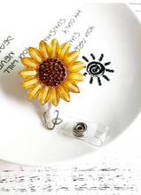 Load image into Gallery viewer, Yellow Sunflower Retractable I.D. Badge Holder
