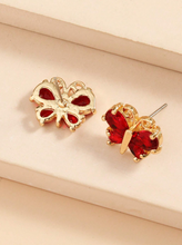 Load image into Gallery viewer, Red Butterfly Design Stud Earrings
