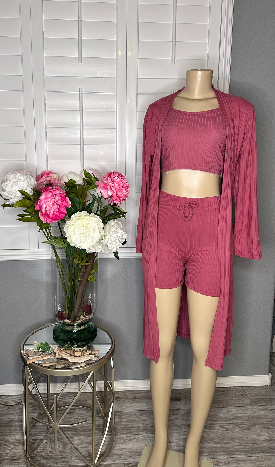 3 Piece Crop Top, Shorts And Cardigan Cover Up Set