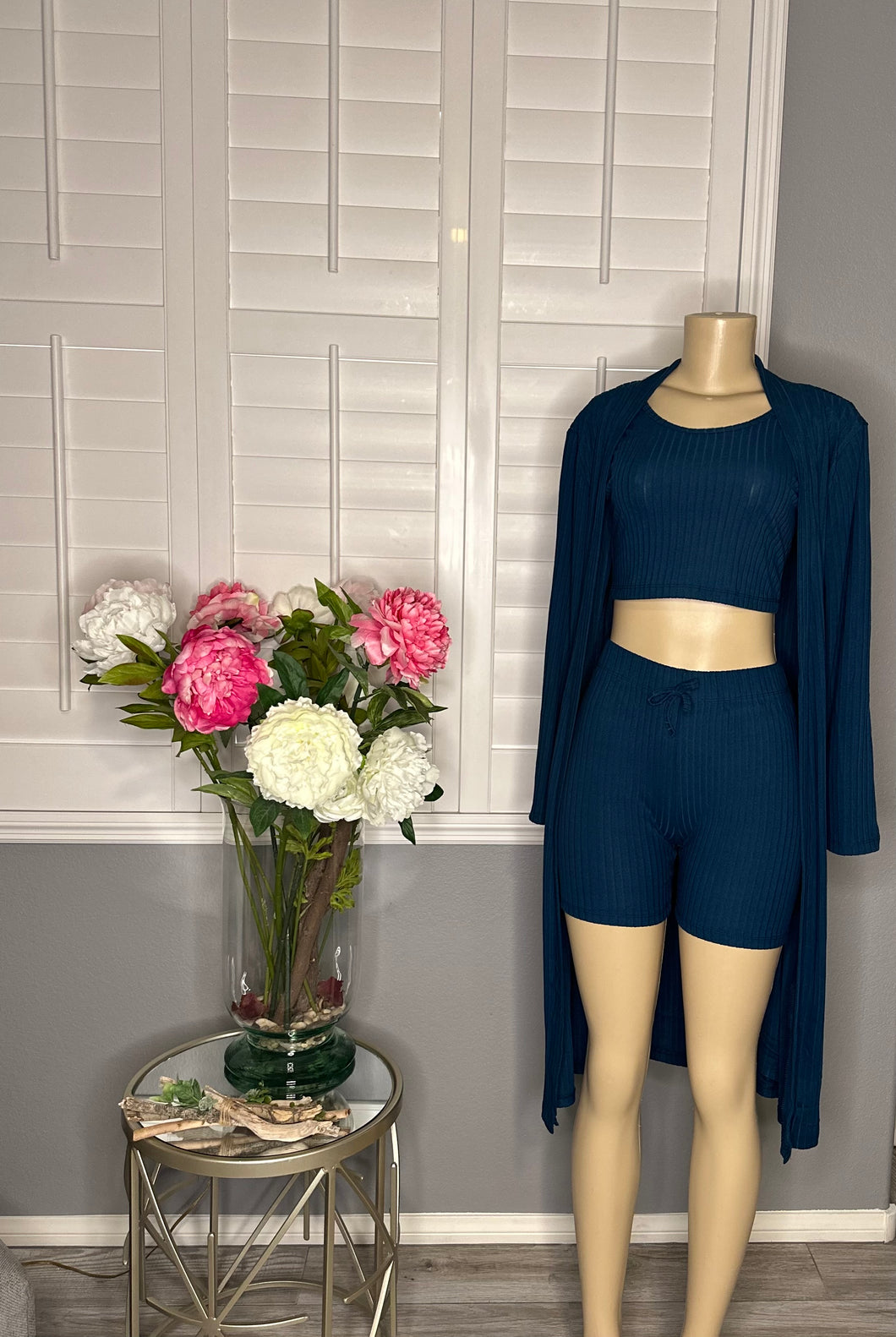 3 Piece Crop Top, Shorts And Cardigan Cover Up Set