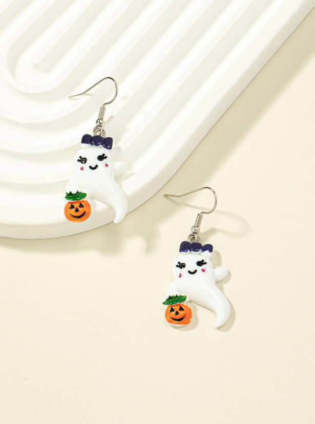 Pumpkin And Ghost Pair Of Earrings