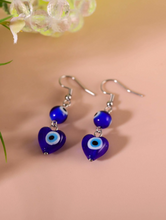 Load image into Gallery viewer, Evil Eye/Heart Drop Pair Of  Earrings
