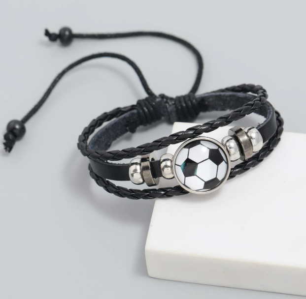 Men's Soccer Decor Layered Bracelet