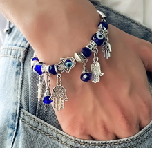 Load image into Gallery viewer, Evil Eye/Hamsa Hand Decor Bracelet
