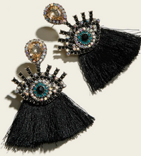 Load image into Gallery viewer, Eye Decor Tassel Drop Earrings
