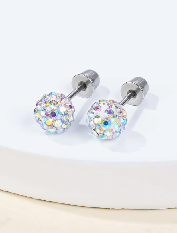 Rhinestone Ball Design Stud Earrings