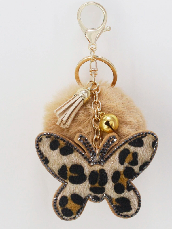 Leopard Print Butterfly Charm Key Chain