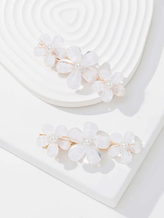 2 Piece Flower Decor Hair Clip